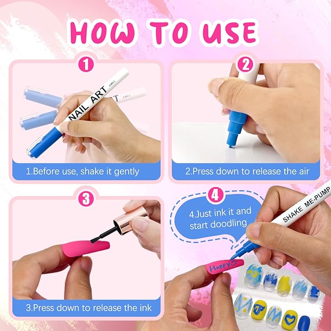 MKNZOME 12 Color Nail Art Pens for Painting Nails, 0.7 MM Nail Polish Pens Drawing Point Liner Acrylic Painted Pen Kit, Waterproof Quick-drying for DIY Nails Art Design Manicure Tools