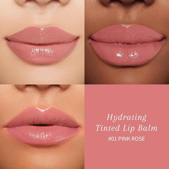 bayfree Tinted Lip Balm Plumper, Glossy, Pump Lips, Lightweight, Moisturize & Tint with Jojoba Seed Oil, Vegan Lipbalm Lip Care, Pink Rose