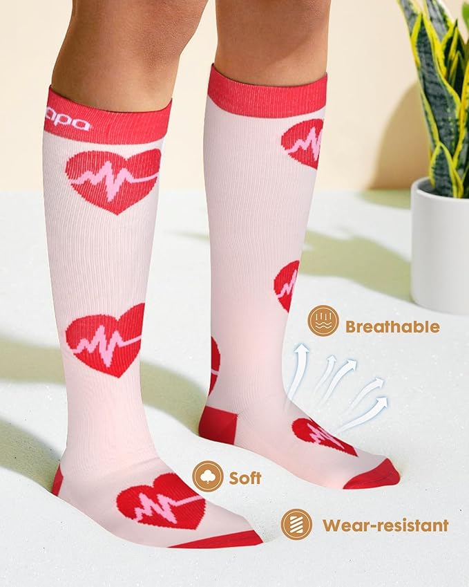 Lalapapa Cute Compression Socks for Women - 3 Pairs 20-30 mmHg Graduated Support Lightweight for Daily Wear Travel Nurse