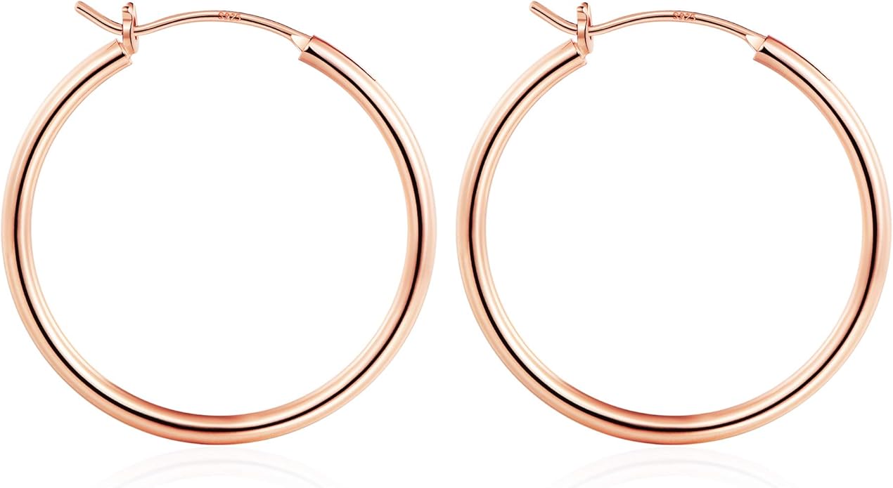 M MOOHAM 14K-Gold-Plated Hoop Earrings for Women - Hypoallergenic 14K Gold 925 Sterling silver-plated Post Sensitive Ears Nickel Free Hoops Earrings Set for Women Jewelry Lightweight 13-60mm