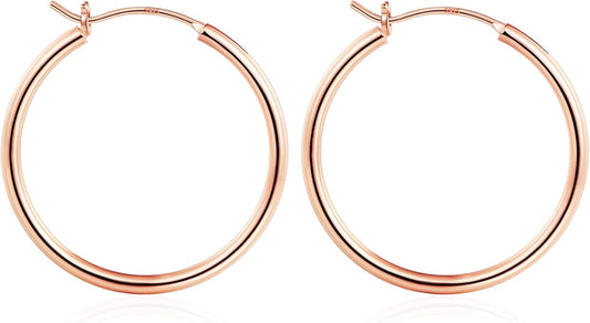 M MOOHAM 14K-Gold-Plated Hoop Earrings for Women - Hypoallergenic 14K Gold 925 Sterling silver-plated Post Sensitive Ears Nickel Free Hoops Earrings Set for Women Jewelry Lightweight 13-60mm