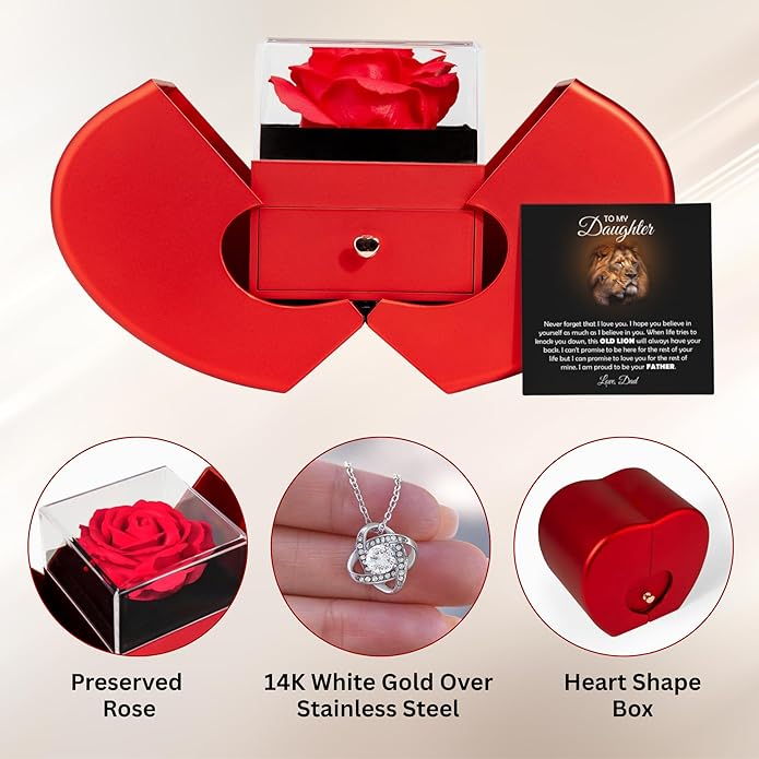 To My Beautiful Daughter Necklace from Mom & Dad | Cubic Zirconia Pendant with Heartfelt Message Card & Gift Box | Daughter Birthday, Graduation, Christmas Jewelry Gift from Parents