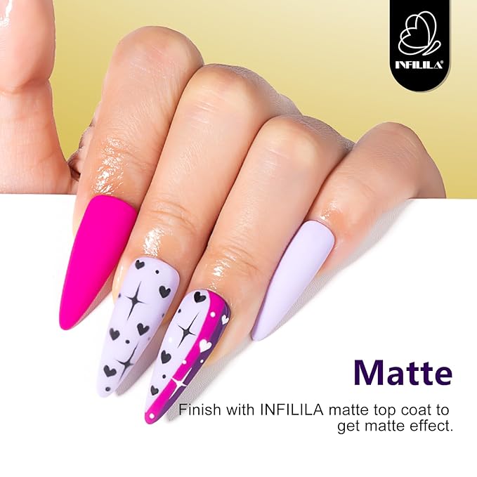 NXJ INFILILA Dark Purple Gel Nail Polish, 15ml Purple UV LED Gel Polish One-Stroke Coloring, Hema Free Lavender Color High Gloss Soak Off UV Manicure Salon DIY for Girls SQ191