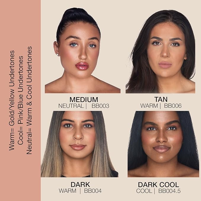 Bellapierre BB Cream SPF 20 – Mineral Sunscreen & Liquid Foundation, Lightweight Face Moisturizer with Buildable Coverage, Matte Finish, Non-Toxic, Paraben-Free, Cruelty-Free – 1.7 oz - Dark Cool