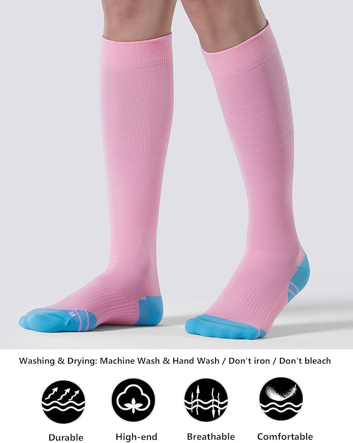 CelerSport 3 Pairs Compression Socks for Men and Women 20-30 mmHg Running Support Socks