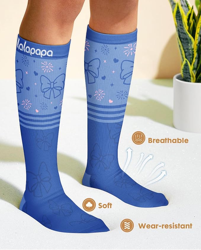 Lalapapa Cute Compression Socks for Women - 3 Pairs 20-30 mmHg Graduated Support Lightweight for Daily Wear Travel Nurse