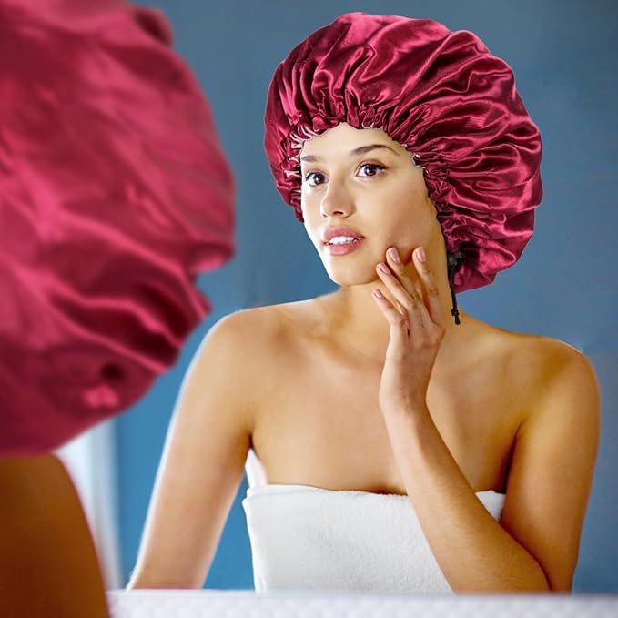 Satin Silk Bonnet For Curly Hair Bonnet Braid Bonnet For Sleeping Bonnets For Women Large Double-layer Adjustable