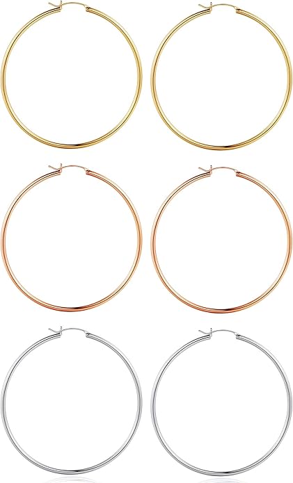 M MOOHAM 14K-Gold-Plated Hoop Earrings for Women - Hypoallergenic 14K Gold 925 Sterling silver-plated Post Sensitive Ears Nickel Free Hoops Earrings Set for Women Jewelry Lightweight 13-60mm