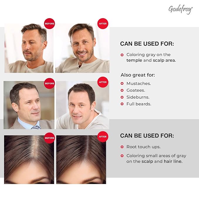Godefroy Hair Color Kit for Spot Coloring Great For Small Areas Covers Up Gray Hairs Assorted Colors Available 4 Applicaion Kit, Medium Brown, 1 Count