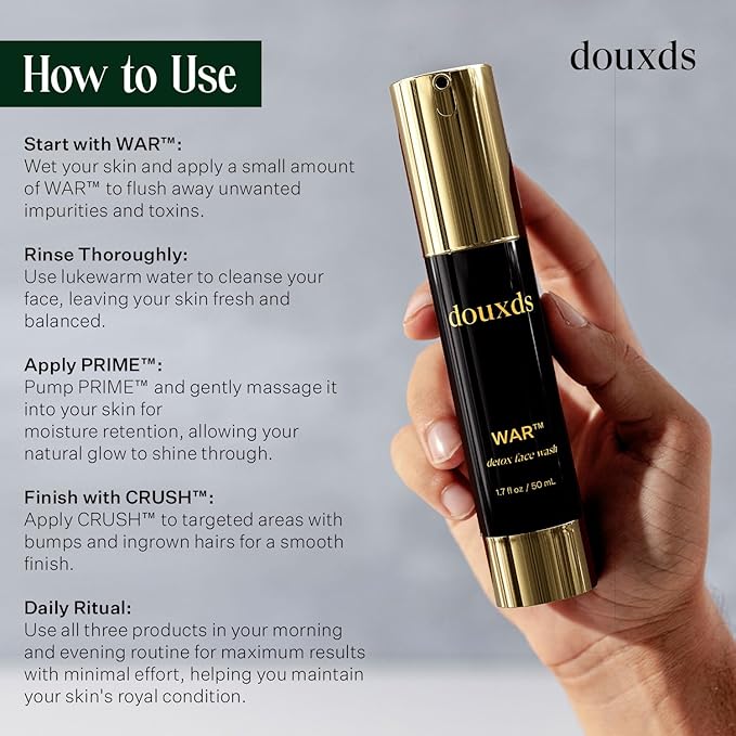douxds The Basics Set, WAR™ Charcoal Face Wash and PRIME™ Vitamin Face Quench Duo, Face Wash for Oily Skin, Men Skin Care Kit, Razor Bumps, and Acne Treatment, Men’s Skin Care Products