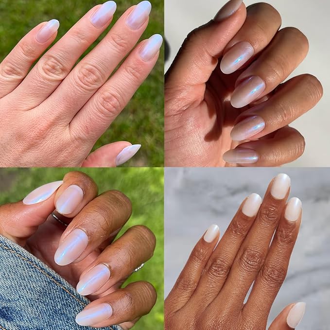 Olive & June Instant Mani Press-On Nails | (Glue) Medium, Oval 42 Fake Nails, 21 Sizes | Non-Toxic, Long-Lasting Recycled Materials Realistic Look | Salon-Quality at Home | Pink Goldfish