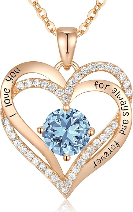CDE Forever Love Heart Necklaces for Women, Wedding Anniversary, Birthday Mothers Day Christmas Day Gifts for Mom, Mother, Wife, friend, S925 Silver Jewelry with Birthstone Pendant