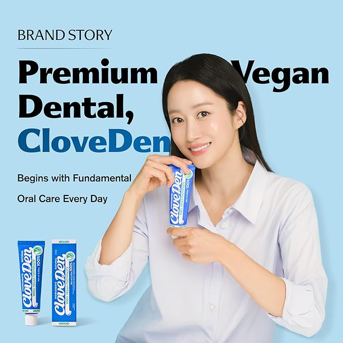 CloveDen Vegan Fluoride Toothpaste – Herbal Gum Care with Clove & Tea Tree, Anti-Plaque & Tartar Control, Bad Breath Treatment, Gentle for Sensitive Teeth, SLS-Free, Lemon Mint, 3.52oz / 100g