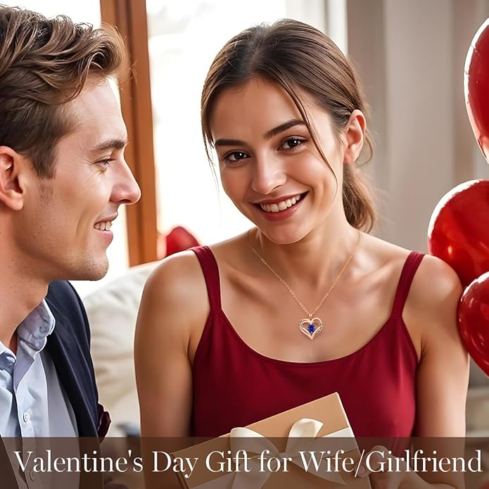 CDE Forever Love Heart Necklaces for Women, Wedding Anniversary, Birthday Mothers Day Christmas Day Gifts for Mom, Mother, Wife, friend, S925 Silver Jewelry with Birthstone Pendant