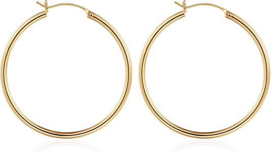 M MOOHAM 14K-Gold-Plated Hoop Earrings for Women - Hypoallergenic 14K Gold 925 Sterling silver-plated Post Sensitive Ears Nickel Free Hoops Earrings Set for Women Jewelry Lightweight 13-60mm