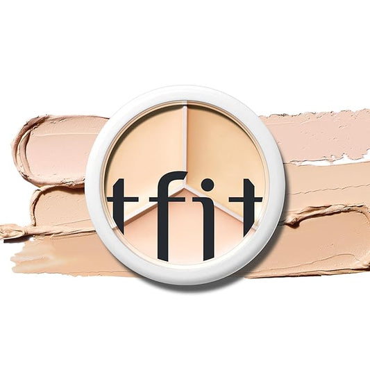 Multi-Use Pot Concealer - Triple Palette | High-Pigmented, Full Coverage & Crease-Proof | Korean Concealer for Dark Circles, Redness & Blemishes (00 Light, 0.52 Oz)