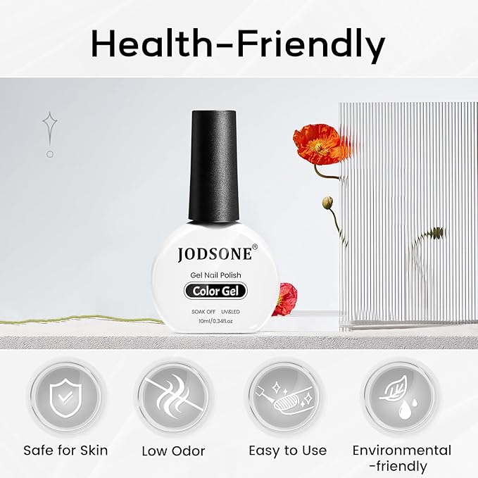 JODSONE 10ml Classic White Gel Nail Polish LED Gel Polish Milky white Nail Color Professional Finish Easy to Apply Low Odor Need U V Lamp Curing