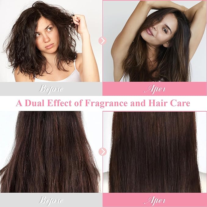 Hair Perfume for Women - Long-Lasting Scent, Frizz Control & Odor-Eliminating Formula, Pheromone-Infused, Hair & Body Fragrance Mist, Perfume Oil Nourishes & Hydrates, Fresh Romantic Rose Scent