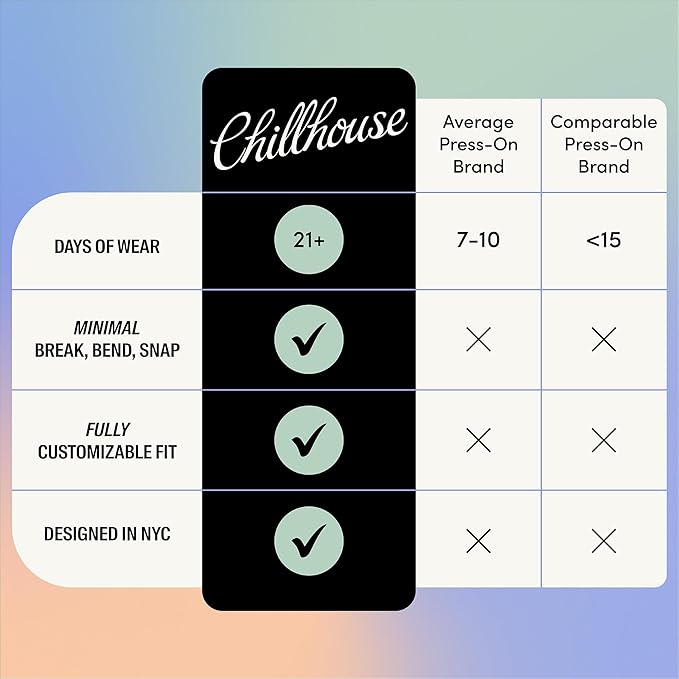 Chillhouse - Chill Tips, Press on Nails Kit - Tipsy Tinsel (Almond) - 30 Nail Shapes & Sizes - Up to 2 Weeks of Wear - Customizable Fit - Reusable - Latina Founded & Women Owned - Beauty & Self Care
