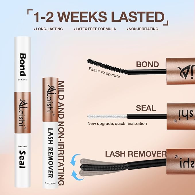 AILAISHI Lash Clusters Kit, DIY Cluster Eyelash Extensions 10‑20mm, 80D, 240pcs Fluffy D Curl Natural Lashes with Bond & Seal,Remover,Tweezers – Fake Cat Eye Individual Clusters