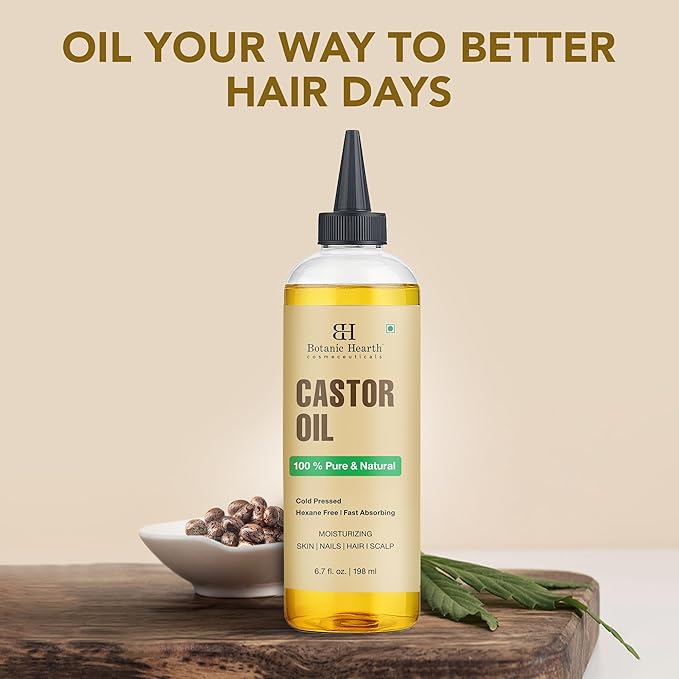 Botanic Hearth Hair Oil for Hair Growth & Hair Relaxer | Strengthening Dry, Frizzy, Damaged Hair & Scalp Treatment | Castor Hair Oil – 6.7 Fl Oz