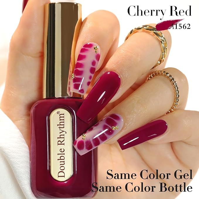 Double Rhythm 0.50 OZ Gel Polish Hema Free Same Color Same Bottle Golden Round Translucent Neutral Natural Milky 15 ML Jelly UV Polish Art DIY at Home (Purple Red-C1562)