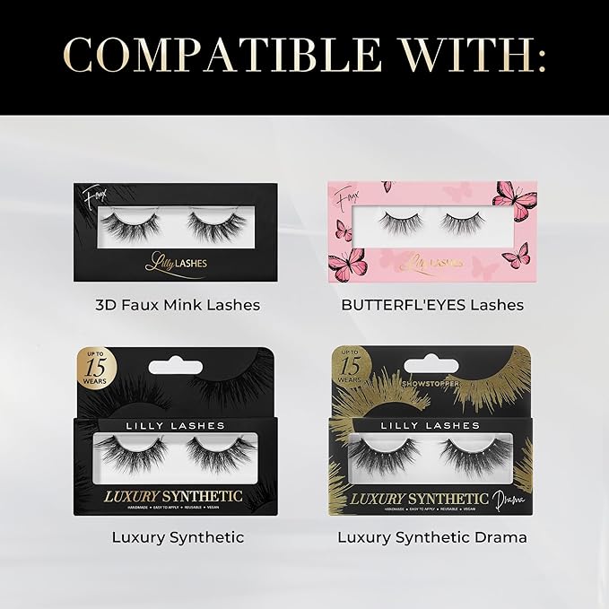 Lilly Lashes Black Eyelash Glue, Brush On Lash Glue for False Eyelashes, Latex Free Lash Adhesive for Eyelash Extensions