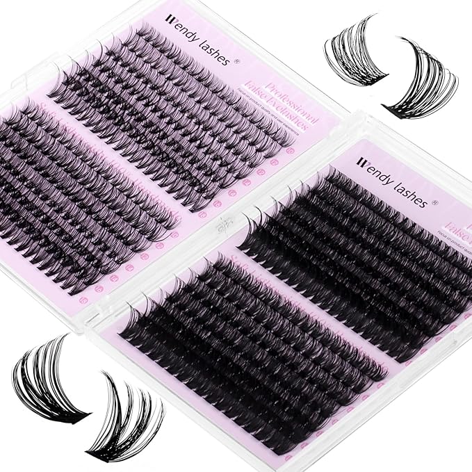Lash Clusters 30D+40D+60D+80D Wispy Individual Lashes D-Curly Volume Lash Extensions 10-18mm Natural DIY Cluster Lashes for Beginners