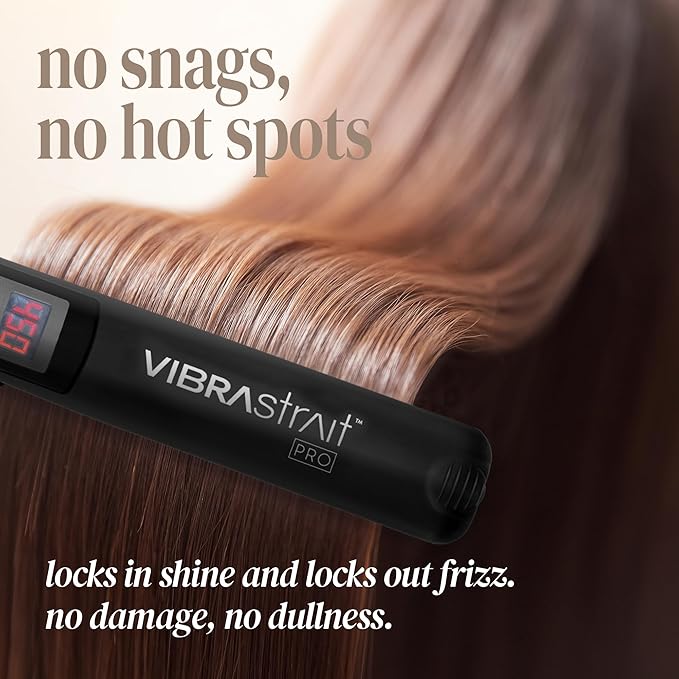 Vibrastrait Pro Vibrating Ceramic Tourmaline Ionic Flat Iron, 1.75-inch | Fast, Frizz-Free Ceramic Hair Straightener: Easy, Gentle Glide for Waves, Curls, Smooth Hair | Professional Hair Styling Tools