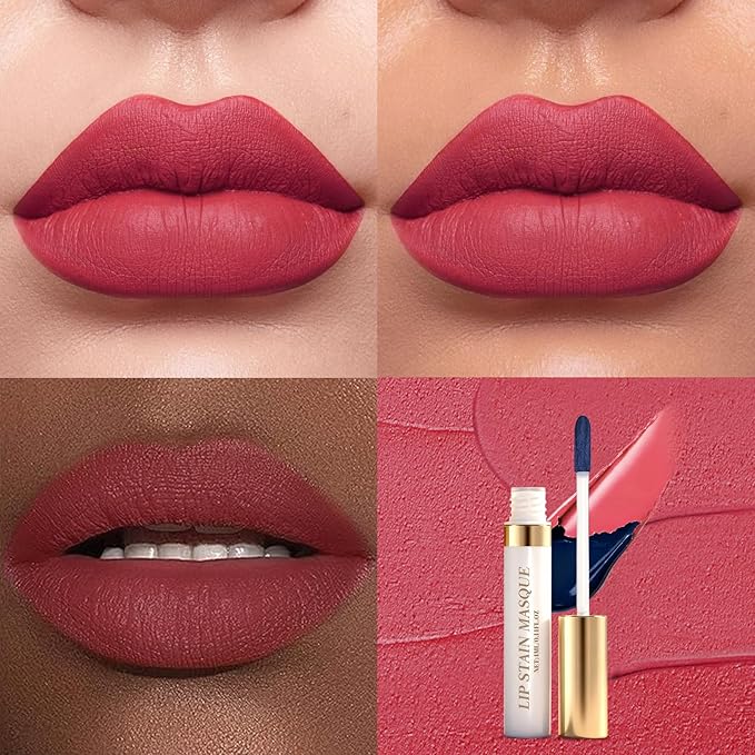Lip Stain Peel Off & Wipe-Off, Long Lasting Waterproof Lip Tint, Smudge Proof, Transfer Resistant, Easy Wipe Finish, High Pigment Matte Lip Color, All-Day Kiss-Proof Lip Makeup 01#