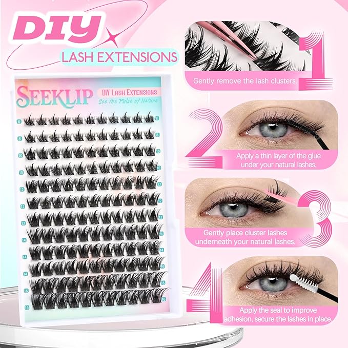 Lash Clusters Thick Manga Lash Clusters Thin Band Spiky Doll Eyelash Clusters with Crisscross Doe Eyed Spike 132 Pcs Individual Lashes for DIY Cosplay Japan Korean Eyelash Extensions (Lily)