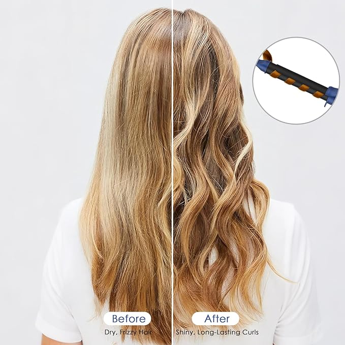 1 Inch Curling Iron with Clamp, 6-Level Dial Temp Control 180–450℉, Tourmaline Ceramic, Fast PTC Heating, 100–240V Dual Voltage Long Barrel Curler