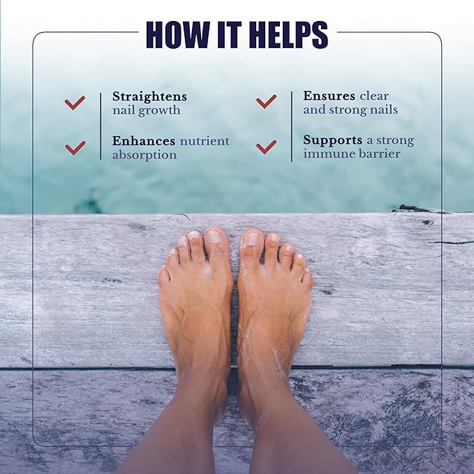 NATION HEALTH MD Bare Feet - Toenail Care - Nails Supplement with Vitamin A, Vitamin C, Oregano Powder and More - Nail Repair, Growth and Nail Care – Foot Health, 60 Capsules