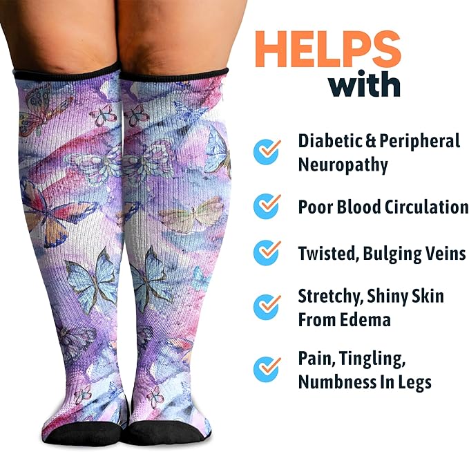 Viasox Compression Socks for Women and Men, Knee High Socks 12-15 mmhg Circulation Support for Flight, Travel, Daily