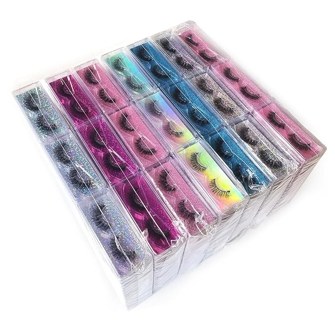 Wholesale Faux Mink Lashes 50 Pair Natural Look Fluffy Eyelashes Soft Lashes Bulk 5 Styles Volume Lashes with Individual Package