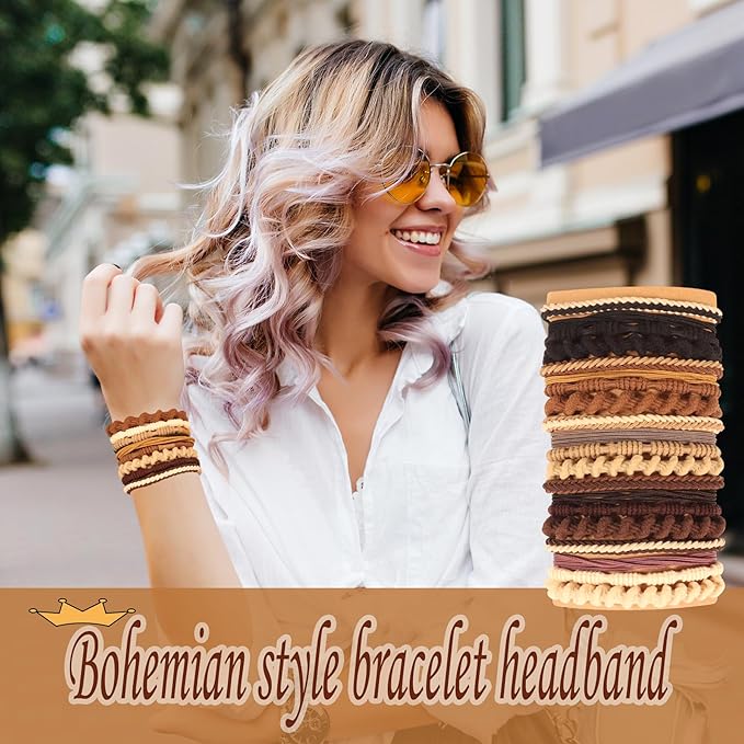 20PCS Hair Ties for Women, Multicolor Neutral Boho Bracelets Hair Ties for Thick or Thin Hair, Hair Tie for Ponytail Holders, No Damage Hair Accessories Hair Tie.