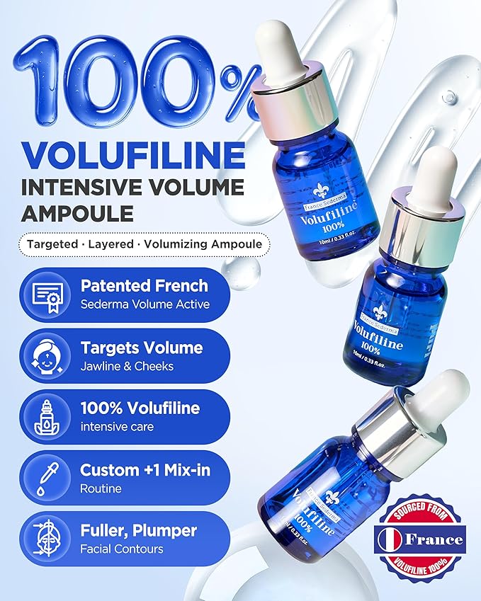 100% Volufiline Serum Skincare – Advanced Firming & Lifting Facial Ampoule from France Sederma, Intense Hydration & Skin Rejuvenation for Youthful, Perfect for Layering & DIY, 0.33 fl.oz (10ml)