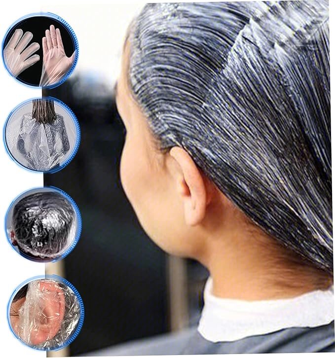 Tuimiyisou Hair Bleach Kit Hair Dye Kit Disposable Hair Bleach Kit DIY Hair Dying Kit Include Gloves, Ear Caps, Shower Cap, Shawl, Hair Dying Accessory Kit for Salon