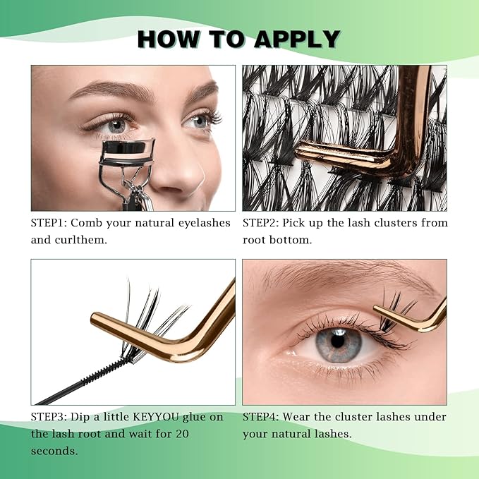 Lash Clusters 300pcs Individual Lashes 30D+40D+50D 0.07C Curl 10-18MIX DIY Eyelash Extension KEYYOU Large Tray Volume Soft&Natural Eyelash Clusters(30D+40D+50D-0.07C,10-18MIX）