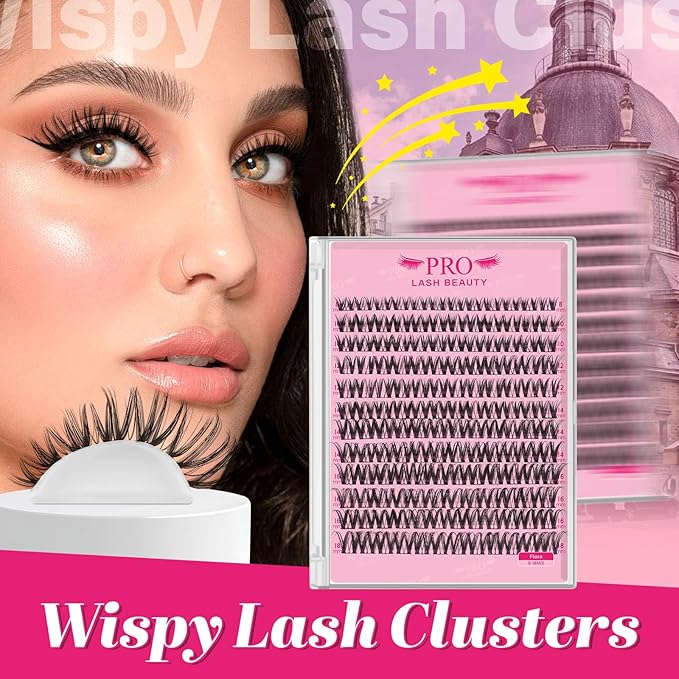 PRO LASHBEAUTY Flora Lash Clusters, Eyelash Clusters 8-18 Mixed Cluster Eyelash Extensions Mixed Lash Extension Reusable Soft & Comfortable (Flora,8-18mix)