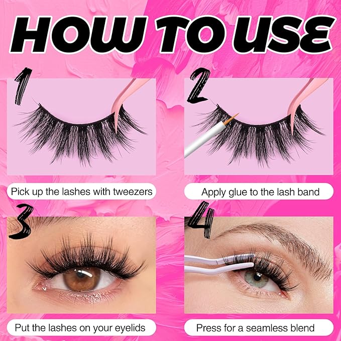 Veleasha Lashes Fluffy Eyelashes Wispy Fake Lashes 18mm Long Lashes C Curl Fake Eyelashes Soft False Lashes Lightweight False Eyelashes Dramatic Lash Strips 10 Pairs Pack (Firework)