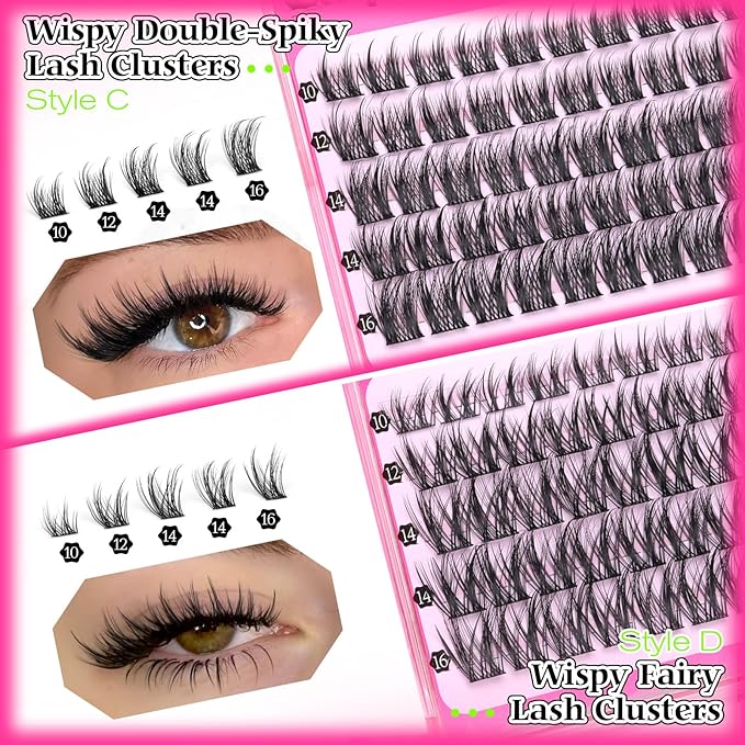 Wispy Lash Clusters Natural Eyelashes Clusters 4 Styles Fairy Cluster Eyelash Extensions 220pcs Cluster Lashes C Curly Manga Individual Lashes 10-18mm DIY Lash Extension Natural Look by calphdiar