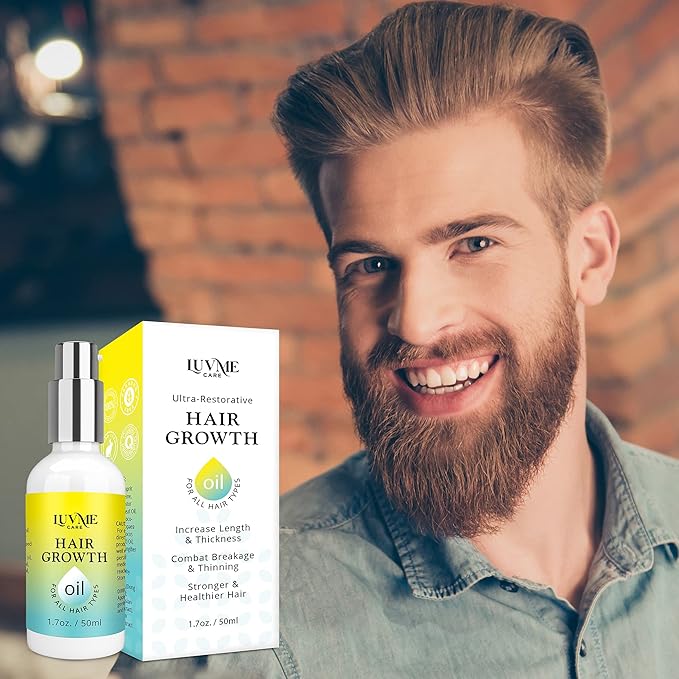 Luv Me Care Biotin Hair Growth Oil Hair Growth Serum for Thicker Longer Fuller Healthier Hair, Prevent Hair Loss & Thinning, All Natural Vitamin Rich Treatment, Women & Men, All Hair Types 1.7 oz