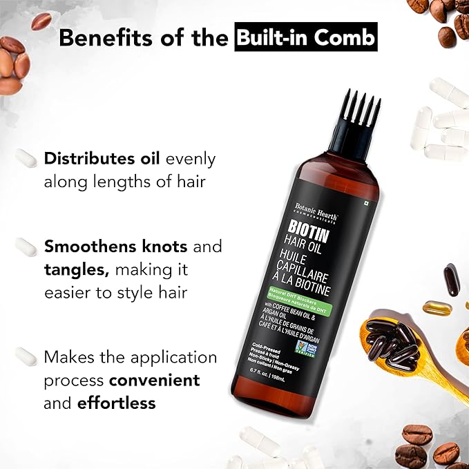 Botanic Hearth Hair Oil for Hair Growth & Hair Relaxer | Strengthening Dry, Frizzy, Damaged Hair & Scalp Treatment | Biotin Hair Oil – 6.7 Fl Oz