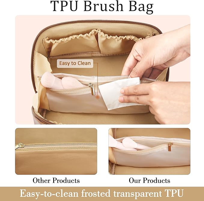 Gifts for Women Bridesmaid Gifts Personalized Initial Makeup Bag PU Leather Cosmetic Waterproof Travel Toiletry Bag (Medium)