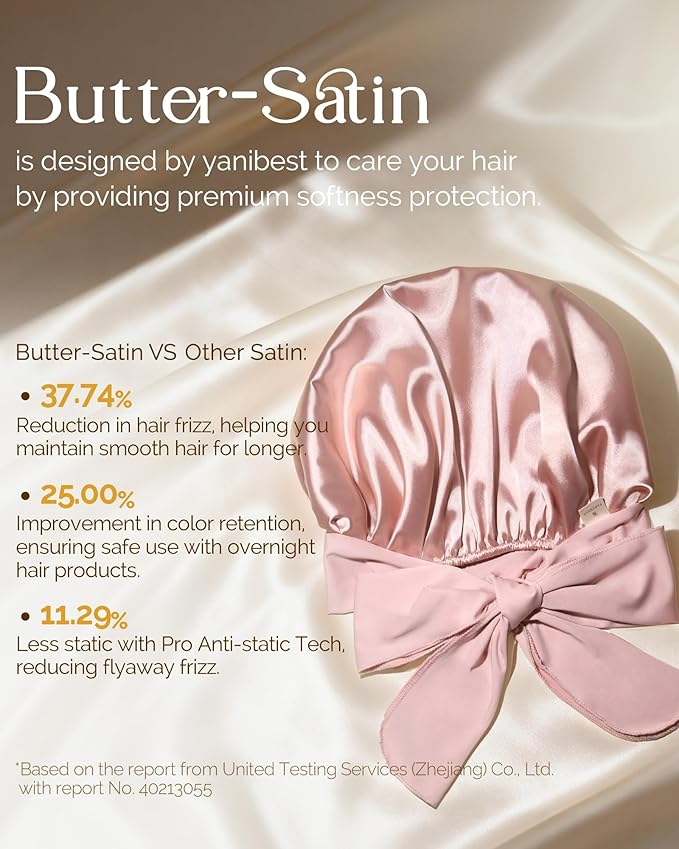 YANIBEST Adjustable Silk Bonnet for Sleeping Women Double Layer Satin Bonnet Reduce Friction Prevent Frizz Curly Hair