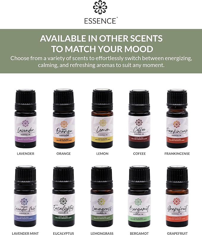 Essence Lemongrass Essential Oil – Pure & Therapeutic Grade – Perfect for Aromatherapy, Diffusers & Recharging Essence Nasal Diffuser Rings – Natural Stress & Mood Support (5mL)