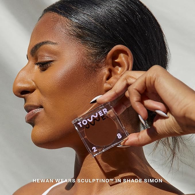 Tower 28 Sculptino Soft-Matte Cream Contour and Bronzer - Clean, Cruelty-Free Face Makeup – Sensitive Skin Safe - Shade: Simon, Deep with Neutral Undertones, 0.16 FL Oz / 4.5 mL