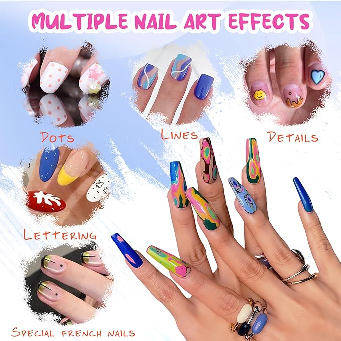 MKNZOME 12 Color Nail Art Pens for Painting Nails, 0.7 MM 2026 Fluorescent Nail Polish Pens Drawing Point Liner Acrylic Painted Pen Kit, DIY Design Manicure Tools Christmas Gifts