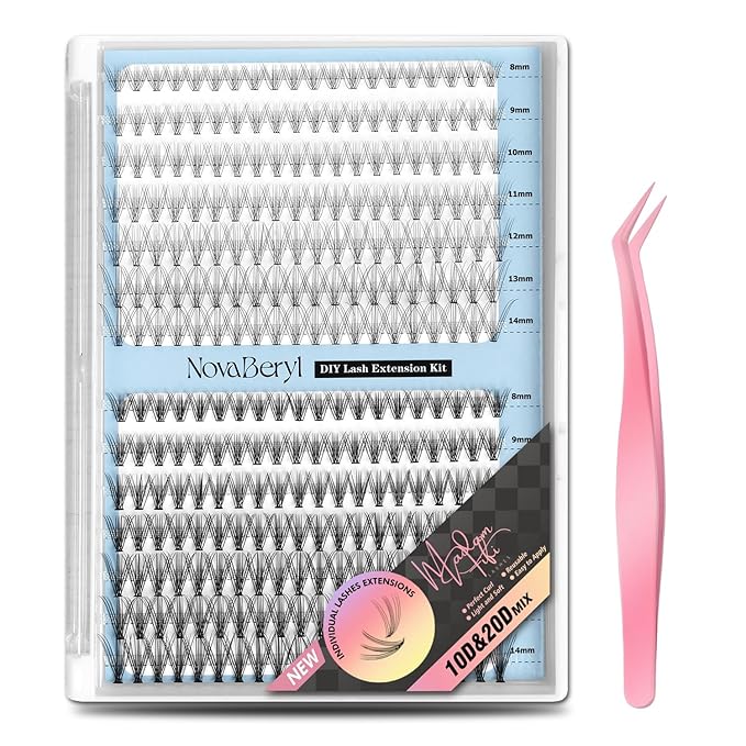 Madam Fifi 10D & 20D Lash Clusters, DIY Individual Lash Extensions, Soft Reusable Natural Eyelashes, 0.07mm C Curl, Mixed Lengths 8-14mm, Natural Look False Lashes
